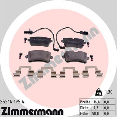 Zimmermann 25214.175.4 - Əyləc altlığı dəsti, əyləc diski furqanavto.az