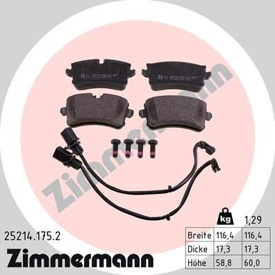 Zimmermann 25214.175.2 - Əyləc altlığı dəsti, əyləc diski furqanavto.az