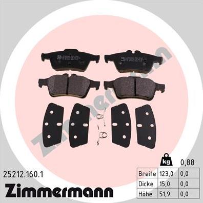 Zimmermann 25212.160.1 - Əyləc altlığı dəsti, əyləc diski furqanavto.az