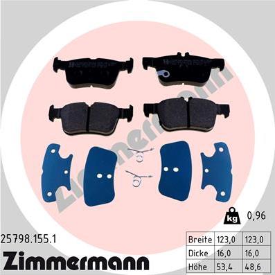 Zimmermann 25798.155.1 - Əyləc altlığı dəsti, əyləc diski furqanavto.az