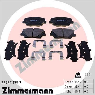 Zimmermann 25757.175.3 - Əyləc altlığı dəsti, əyləc diski furqanavto.az