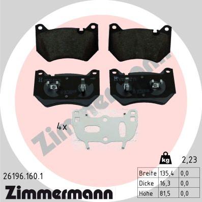 Zimmermann 26196.160.1 - Əyləc altlığı dəsti, əyləc diski furqanavto.az