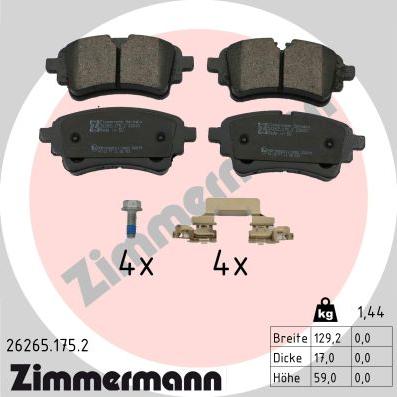 Zimmermann 26265.175.2 - Əyləc altlığı dəsti, əyləc diski furqanavto.az