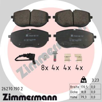 Zimmermann 26270.190.2 - Əyləc altlığı dəsti, əyləc diski furqanavto.az