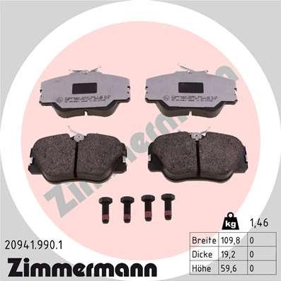 Zimmermann 20941.990.1 - Əyləc altlığı dəsti, əyləc diski furqanavto.az