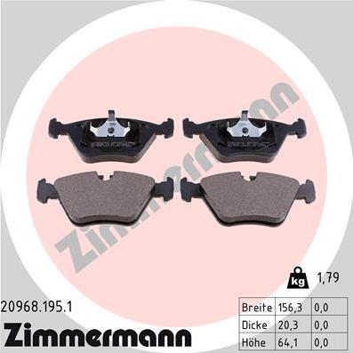 Zimmermann 20968.195.1 - Əyləc altlığı dəsti, əyləc diski furqanavto.az