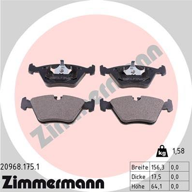 Zimmermann 20968.175.1 - Əyləc altlığı dəsti, əyləc diski furqanavto.az