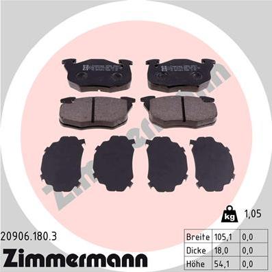 Zimmermann 20906.180.3 - Əyləc altlığı dəsti, əyləc diski furqanavto.az