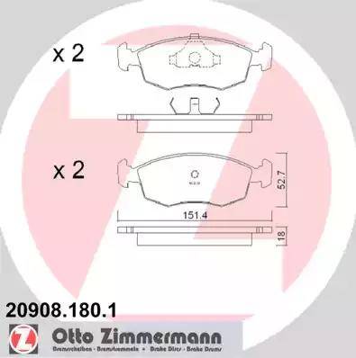 Zimmermann 20908.180.1 - Əyləc altlığı dəsti, əyləc diski furqanavto.az