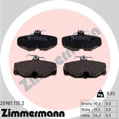 Zimmermann 20981.135.2 - Əyləc altlığı dəsti, əyləc diski furqanavto.az