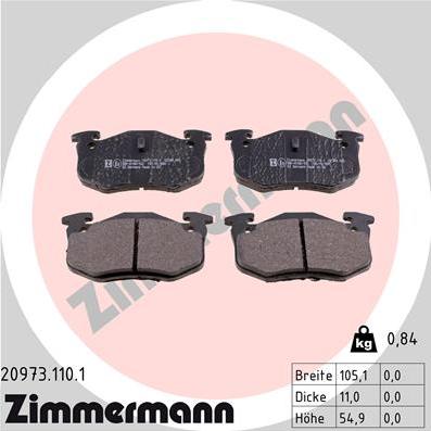 Zimmermann 20973.110.1 - Əyləc altlığı dəsti, əyləc diski furqanavto.az