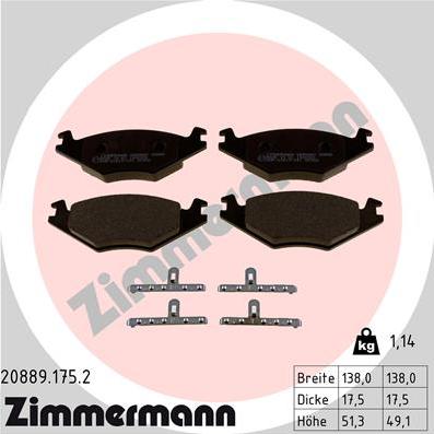 Zimmermann 20889.175.2 - Əyləc altlığı dəsti, əyləc diski www.furqanavto.az