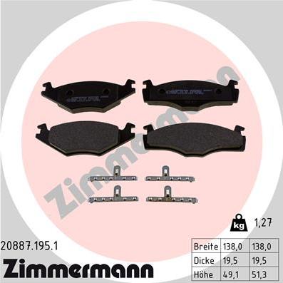 Zimmermann 20887.195.1 - Əyləc altlığı dəsti, əyləc diski furqanavto.az