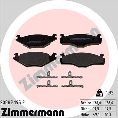 Zimmermann 20887.195.2 - Əyləc altlığı dəsti, əyləc diski furqanavto.az