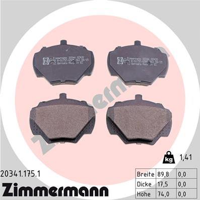 Zimmermann 20341.175.1 - Əyləc altlığı dəsti, əyləc diski furqanavto.az