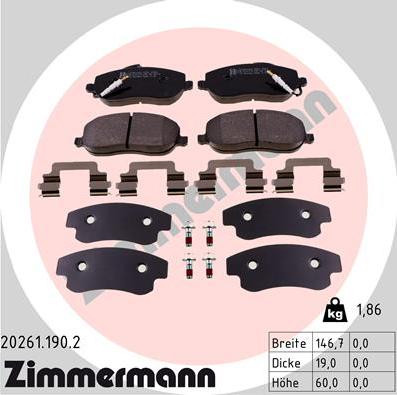 Zimmermann 20261.190.2 - Əyləc altlığı dəsti, əyləc diski furqanavto.az