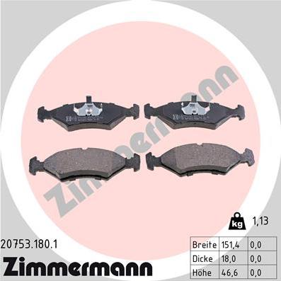 Zimmermann 20753.180.1 - Əyləc altlığı dəsti, əyləc diski furqanavto.az