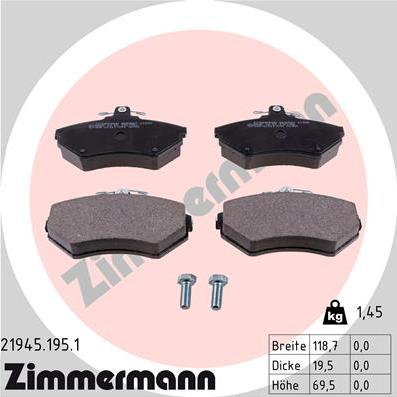 Zimmermann 21945.195.1 - Əyləc altlığı dəsti, əyləc diski www.furqanavto.az