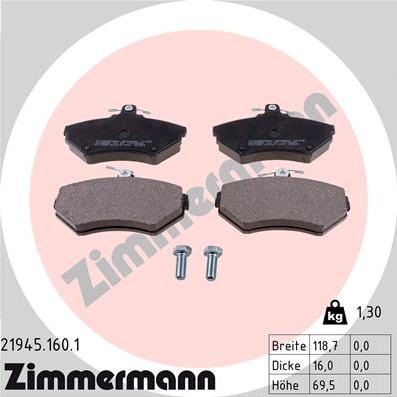 Zimmermann 21945.160.1 - Əyləc altlığı dəsti, əyləc diski www.furqanavto.az