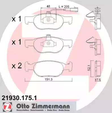 Zimmermann 21930.175.1 - Əyləc altlığı dəsti, əyləc diski furqanavto.az