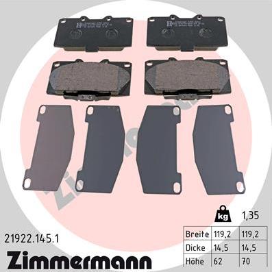 Zimmermann 21922.145.1 - Əyləc altlığı dəsti, əyləc diski furqanavto.az