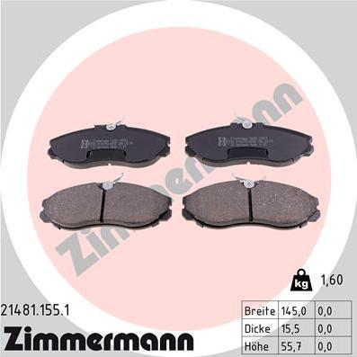 Zimmermann 21481.155.1 - Əyləc altlığı dəsti, əyləc diski furqanavto.az