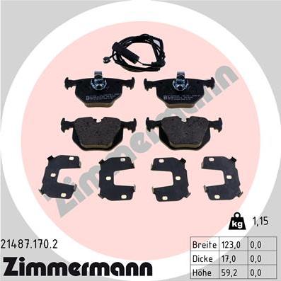 Zimmermann 21487.170.2 - Əyləc altlığı dəsti, əyləc diski furqanavto.az