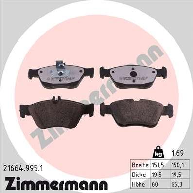 Zimmermann 21664.995.1 - Əyləc altlığı dəsti, əyləc diski furqanavto.az