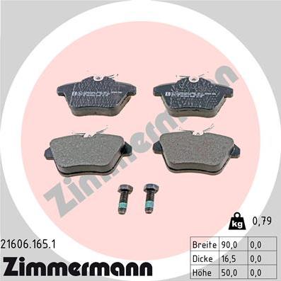 Zimmermann 21606.165.1 - Əyləc altlığı dəsti, əyləc diski furqanavto.az