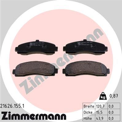 Zimmermann 21626.155.1 - Əyləc altlığı dəsti, əyləc diski furqanavto.az