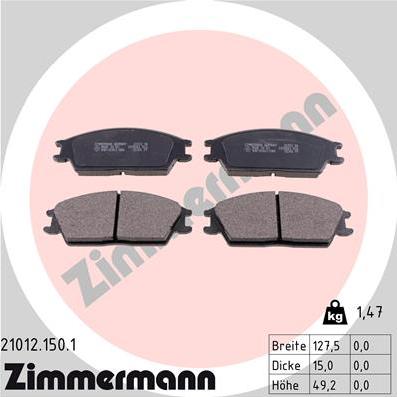 Zimmermann 21012.150.1 - Əyləc altlığı dəsti, əyləc diski furqanavto.az