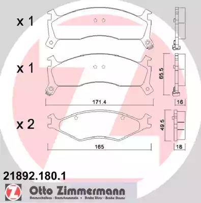 Zimmermann 21892.180.1 - Əyləc altlığı dəsti, əyləc diski furqanavto.az