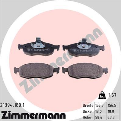 Zimmermann 21394.180.1 - Əyləc altlığı dəsti, əyləc diski furqanavto.az