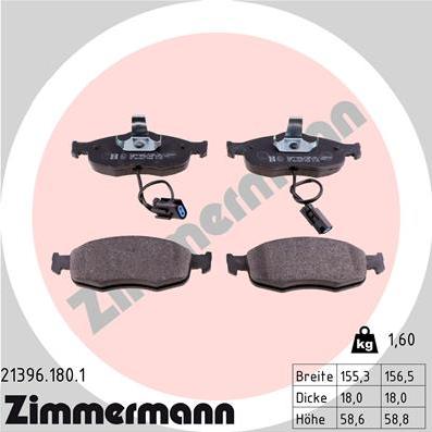 Zimmermann 21396.180.1 - Əyləc altlığı dəsti, əyləc diski furqanavto.az