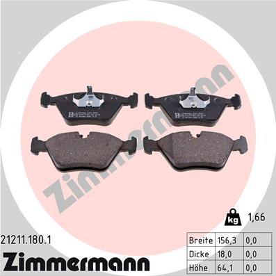 Zimmermann 21211.180.1 - Əyləc altlığı dəsti, əyləc diski furqanavto.az