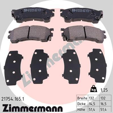 Zimmermann 21754.165.1 - Əyləc altlığı dəsti, əyləc diski furqanavto.az