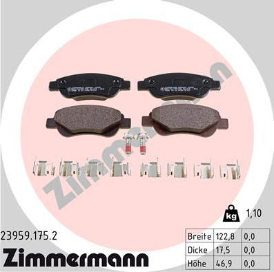 Zimmermann 23959.175.2 - Əyləc altlığı dəsti, əyləc diski furqanavto.az