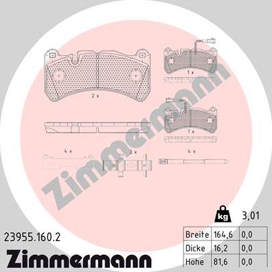 Zimmermann 23955.160.2 - Əyləc altlığı dəsti, əyləc diski furqanavto.az