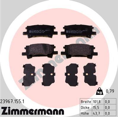 Zimmermann 23967.155.1 - Əyləc altlığı dəsti, əyləc diski www.furqanavto.az