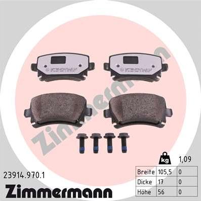 Zimmermann 23914.970.1 - Əyləc altlığı dəsti, əyləc diski furqanavto.az