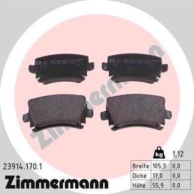 Zimmermann 23914.170.1 - Əyləc altlığı dəsti, əyləc diski www.furqanavto.az