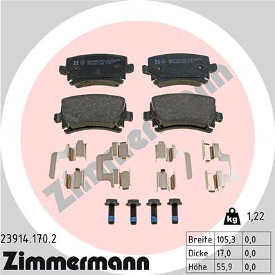 Zimmermann 23914.170.2 - Əyləc altlığı dəsti, əyləc diski furqanavto.az