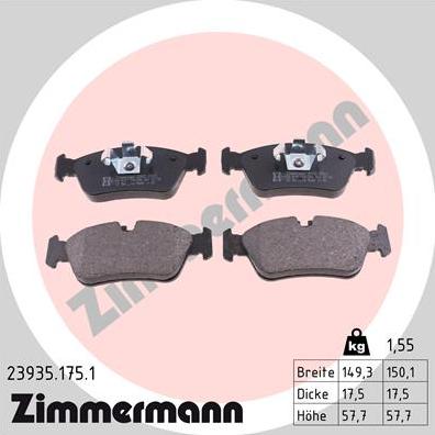 Zimmermann 23935.175.1 - Əyləc altlığı dəsti, əyləc diski furqanavto.az