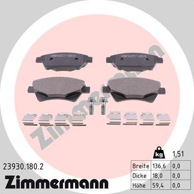 Zimmermann 23930.180.2 - Əyləc altlığı dəsti, əyləc diski furqanavto.az