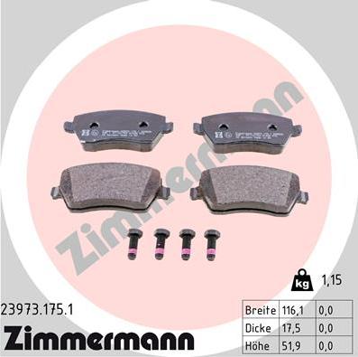 Zimmermann 23973.175.1 - Əyləc altlığı dəsti, əyləc diski furqanavto.az