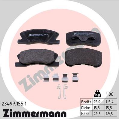 Zimmermann 23497.155.1 - Əyləc altlığı dəsti, əyləc diski furqanavto.az