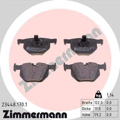 Zimmermann 23448.170.1 - Əyləc altlığı dəsti, əyləc diski www.furqanavto.az