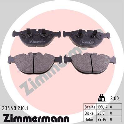 Zimmermann 23448.210.1 - Əyləc altlığı dəsti, əyləc diski furqanavto.az