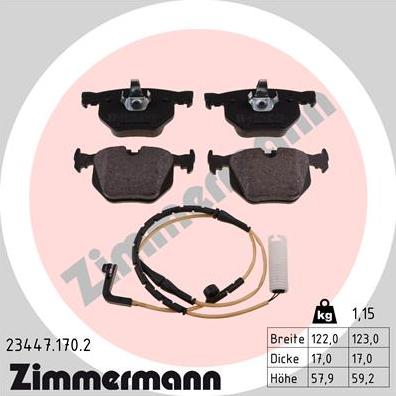 Zimmermann 23447.170.2 - Əyləc altlığı dəsti, əyləc diski furqanavto.az