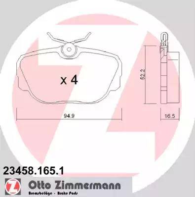 Zimmermann 23458.165.1 - Əyləc altlığı dəsti, əyləc diski furqanavto.az